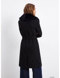 Abrigo largo paño cruzada cuello pelo TIFFOSI modelo 10067842 2