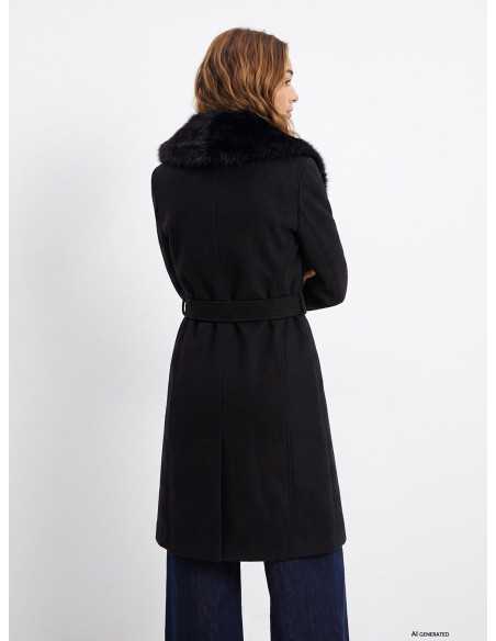 Abrigo largo paño cruzada cuello pelo TIFFOSI modelo 10067842