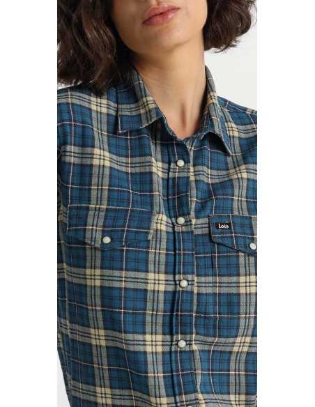 Camisa manga larga cudros combinados LOIS modelo 432162972