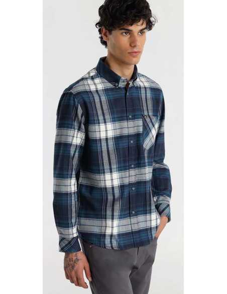 Camisa manga larga cuadros bolsillo LOIS modelo 146019007