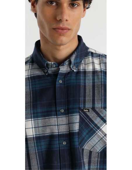Camisa manga larga cuadros bolsillo LOIS modelo 146019007