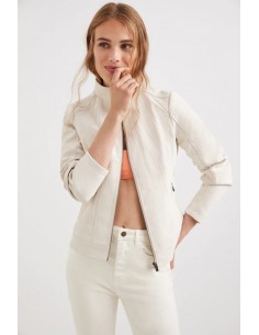 Cazadora corta cremalleras polipiel beig DESIGUAL Modelo: 22SWEW30