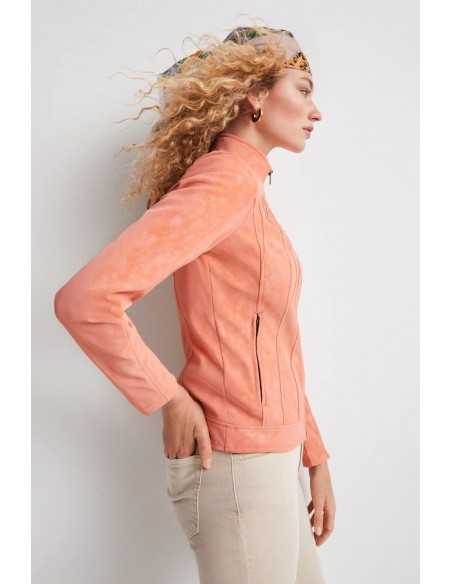 Cazadora corta cremalleras polipiel coral DESIGUAL Modelo: 22SWEW30